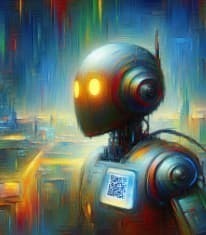 robot with a QR code
